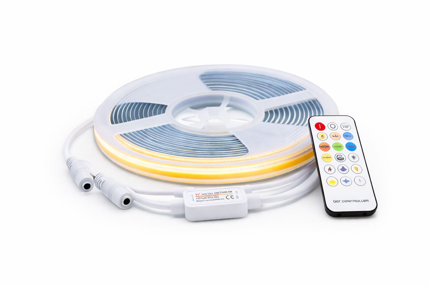 COB 24V LED Strip Light Kit (10M Roll, Dimmable, Remote Control, High Brightness 630LM/M)