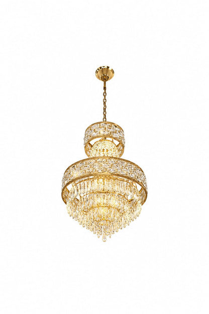 Regal Gold Crystal Chandelier – Elegant Multi-Tier Pendant Light