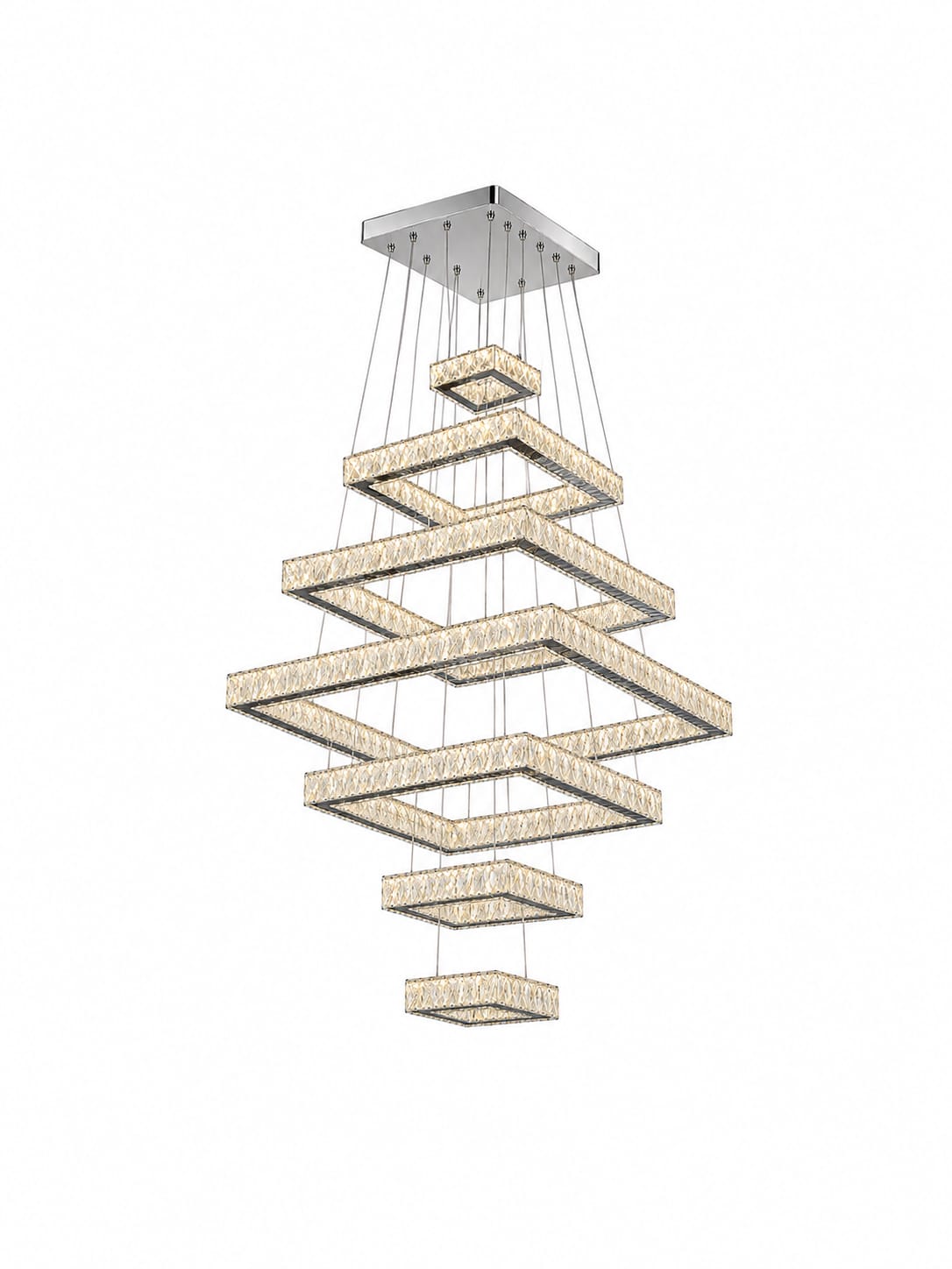 7-Tier Luxury Crystal LED Chandelier – Adjustable Warm & Cool White