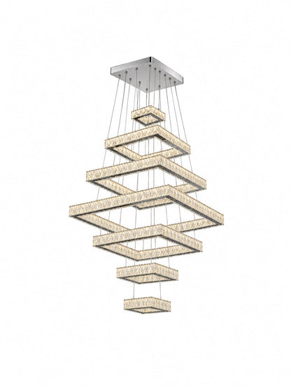 7-Tier Luxury Crystal LED Chandelier – Adjustable Warm & Cool White