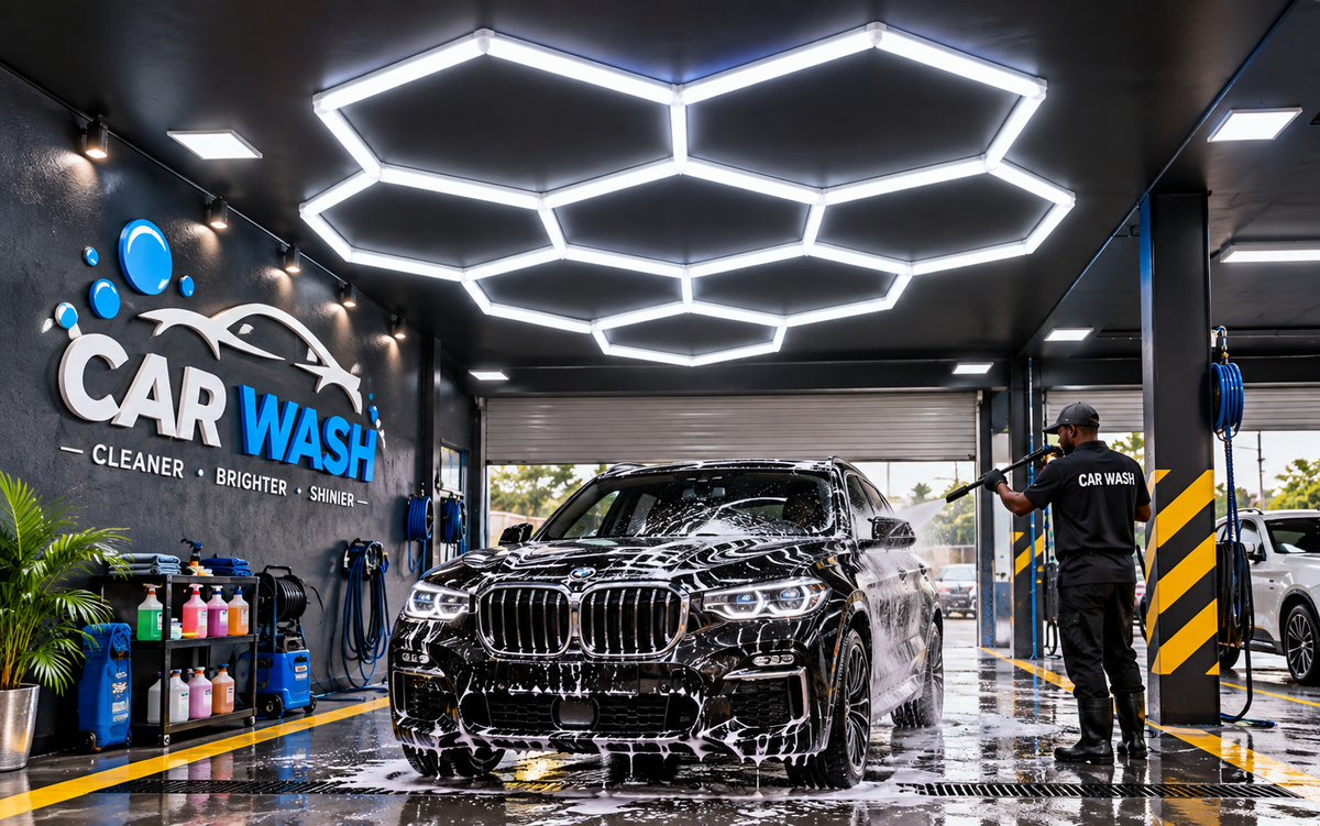 Hexagon LED Carwash lighting kit 6500k