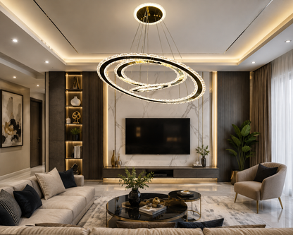 Luxury 3-Ring Crystal LED Chandelier
