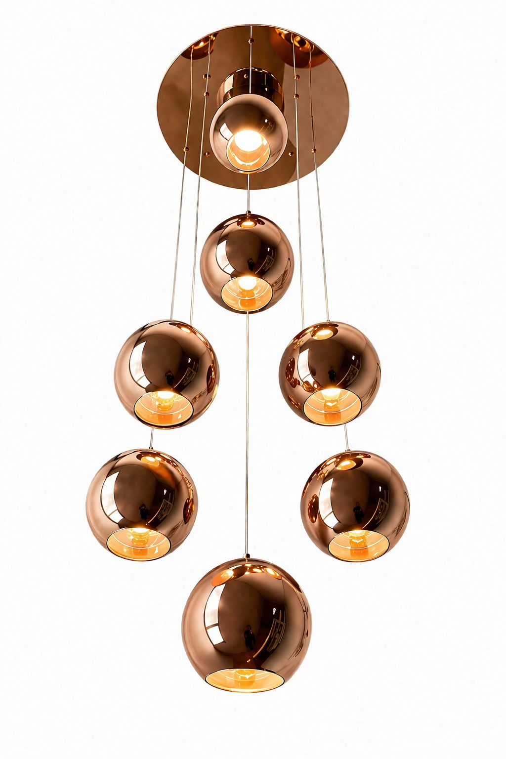 C06/7 Modern Copper Glass Ball Pendant Light (7 Head Cluster)  Luxury Hanging Chandelier