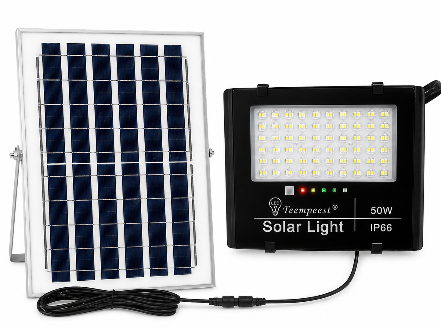 50W Solar LED Floodlight with Remote Control – IP66 Waterproof Outdoor Security Light