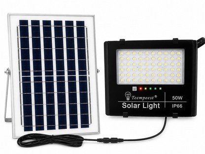 50W Solar LED Floodlight with Remote Control – IP66 Waterproof Outdoor Security Light