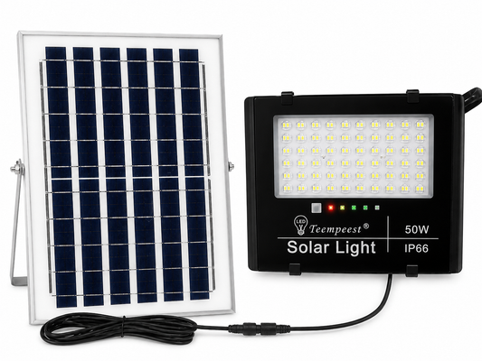 50W Solar LED Floodlight with Remote Control – IP66 Waterproof Outdoor Security Light