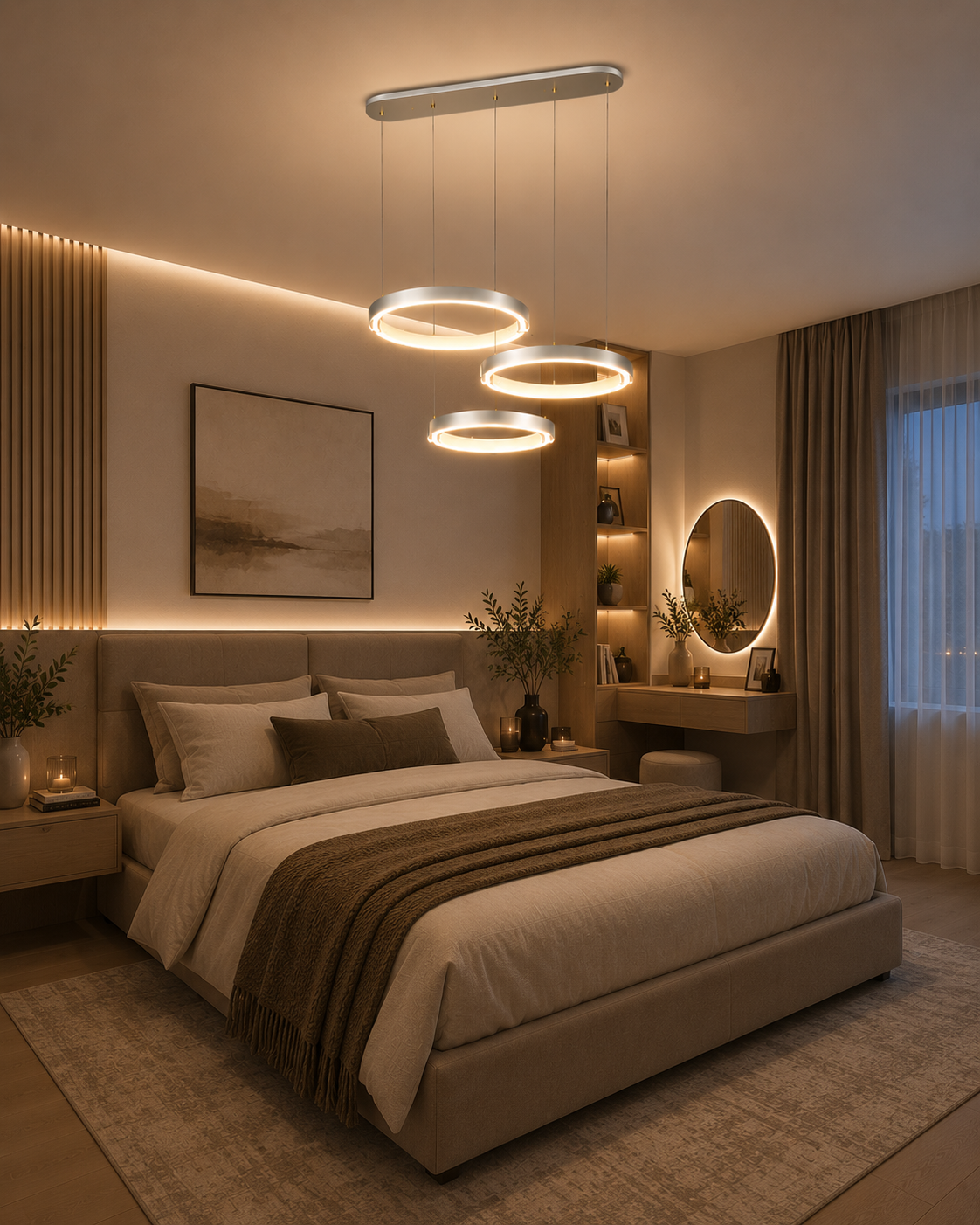 3 color Modern Ring Gold Premium Sense Dining Chandelier Pendant Light (3 Rings) 2261/3-4-5