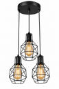 3in1 Cage industrial kitchen , dining room pendant ceiling light fitting 6018/3 R Black
