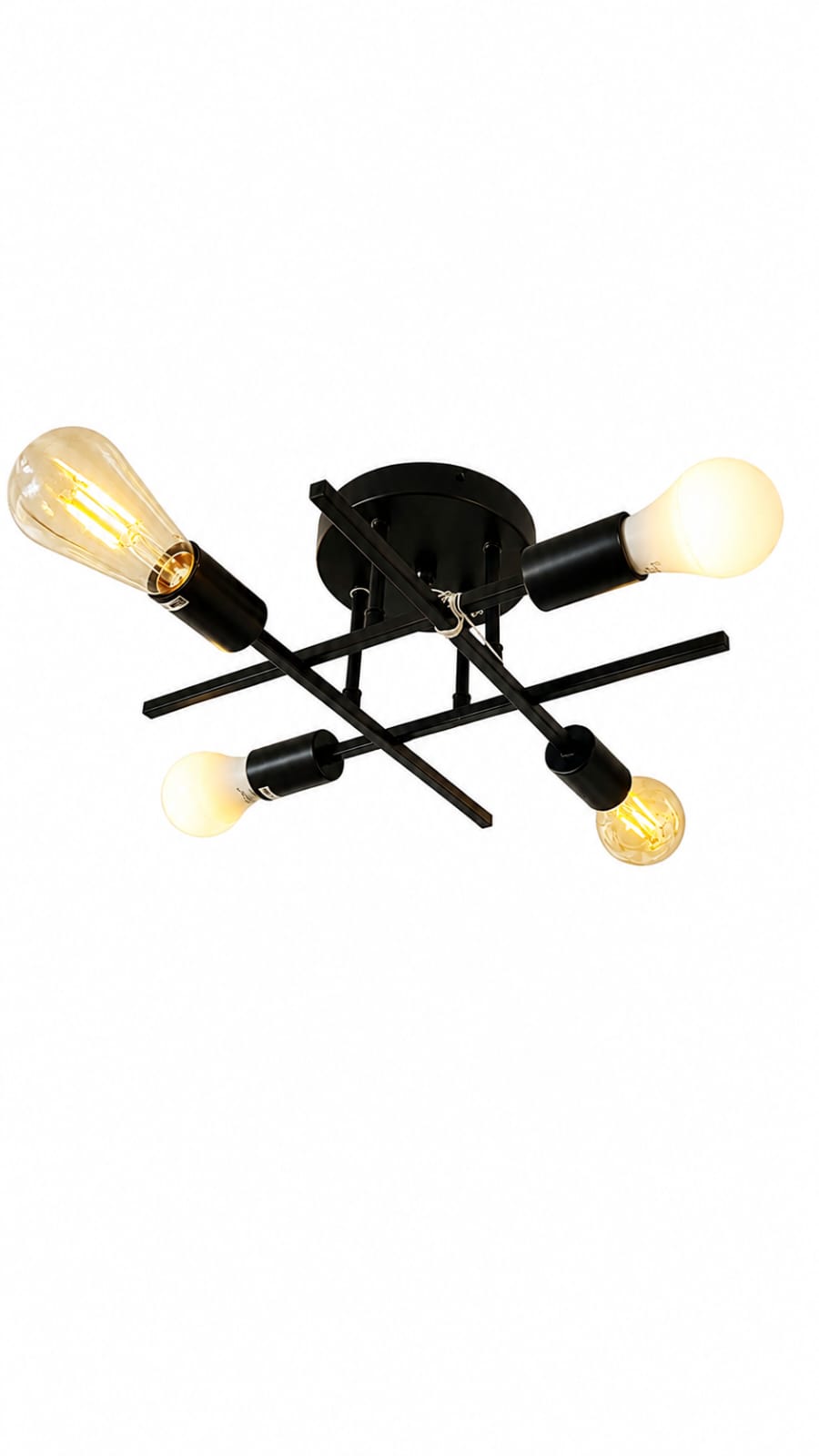 4-light Modern black geometric E27 ceiling light fixture
