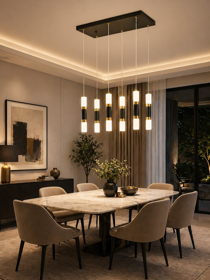 Modern Linear LED Pendant Light  8 Light Kitchen Island Chandelier (3 Colour Changing) 8109-8