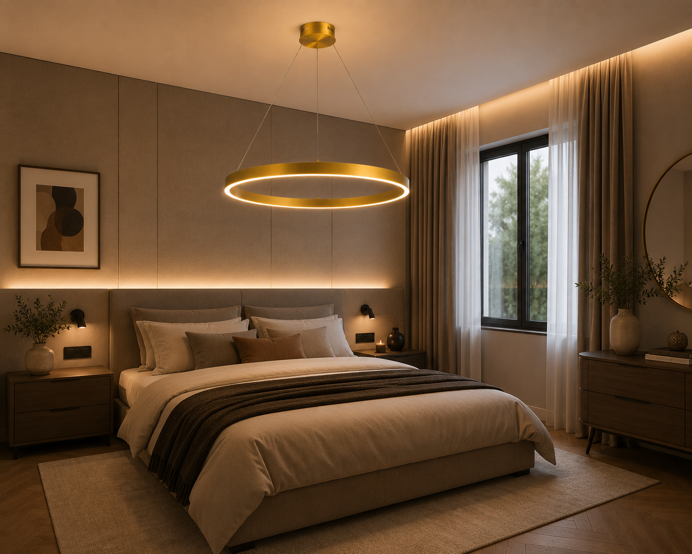 60W LED Ring Pendant Light  2 Colour Changeable Ceiling Hanging Light (JMX23327/1PL)