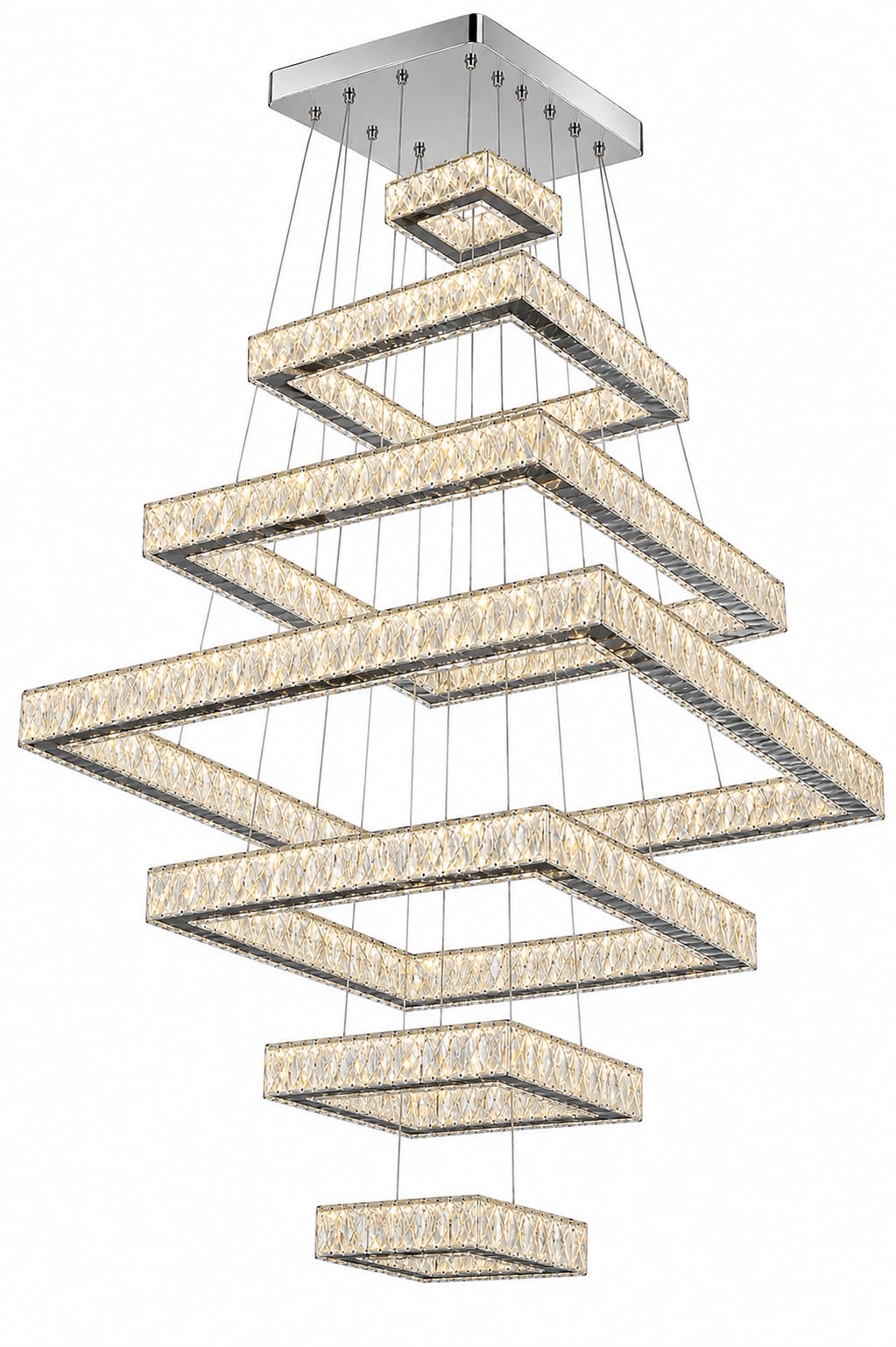 7-Tier Luxury Crystal LED Chandelier – Adjustable Warm & Cool White
