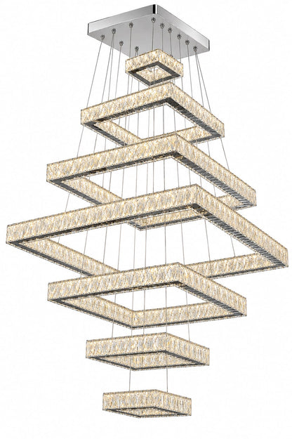 7-Tier Luxury Crystal LED Chandelier – Adjustable Warm & Cool White