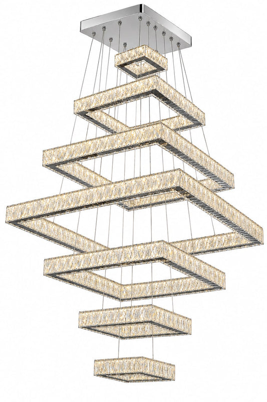 7-Tier Luxury Crystal LED Chandelier – Adjustable Warm & Cool White